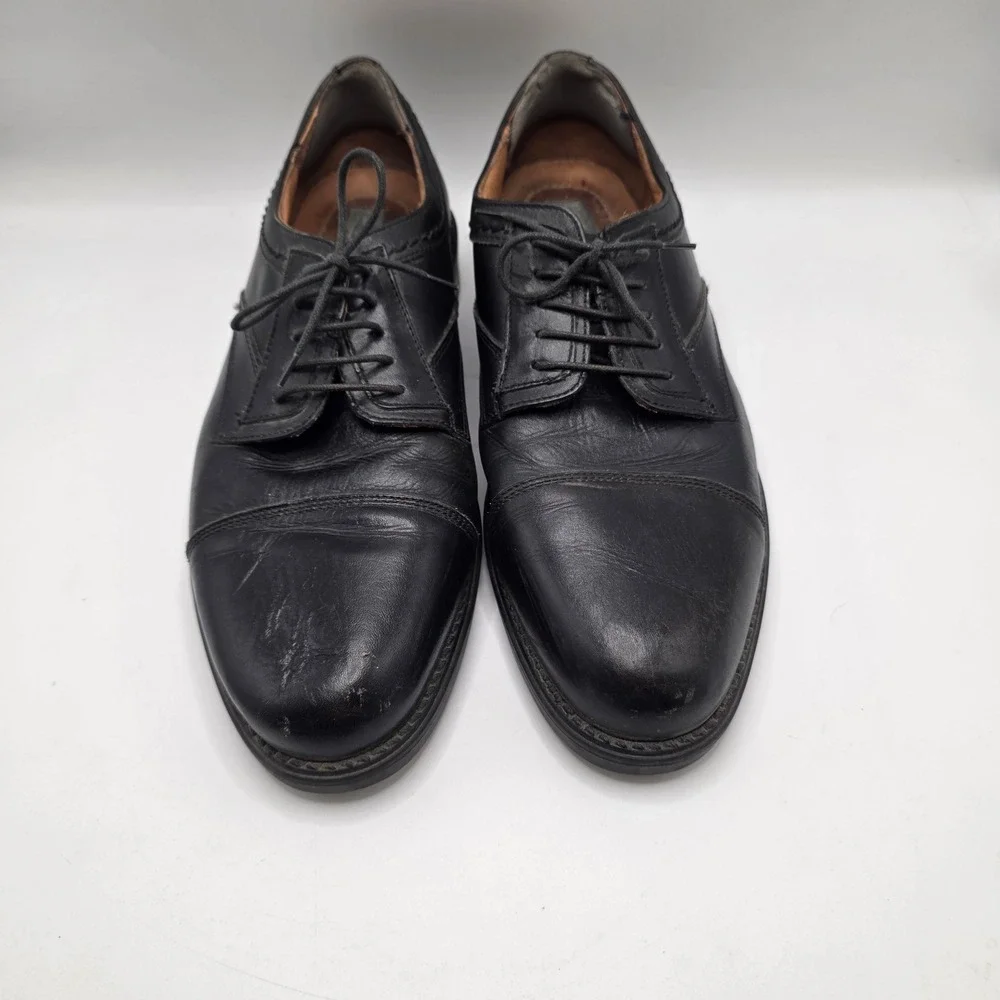 Easy Spirit Leather Oxford Shoes Cap Toe Black Lace Up Italian Made Dress 12